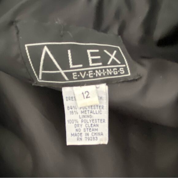 Alex Evenings Brown Shiny Metallic Belted Dress Cocktail Party size 12 pockets - Picture 7 of 7